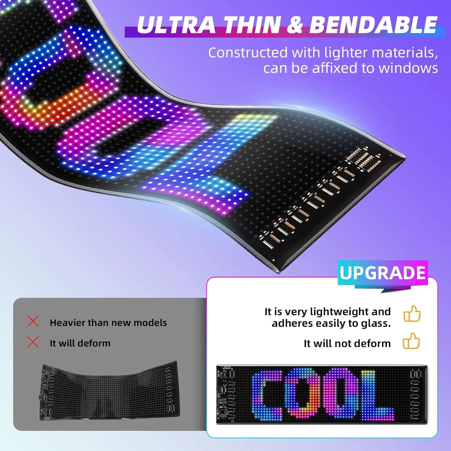 USB-Display, programmierbares LED-Schild, flexible Bluetooth-APP-Steuerung, individuelle Textenmuster-Animation, Scrollen für Auto, Tür