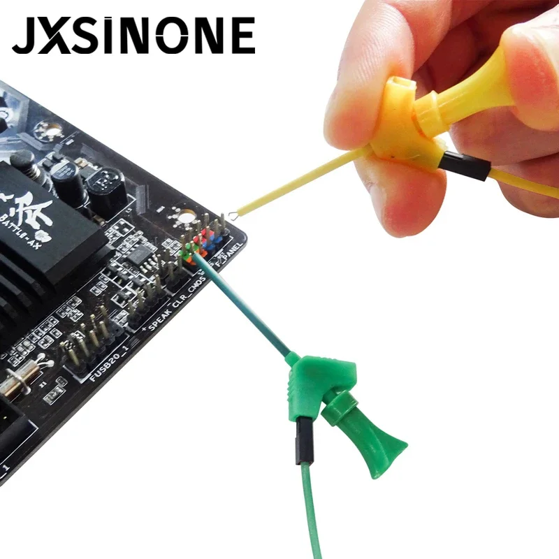 JXSINONE P1512D Mini Grabber SMD IC Test Hook Clip Jumper Probe Test Lead Kit Silicone Soft Dupont Cable for Logic Analyzer