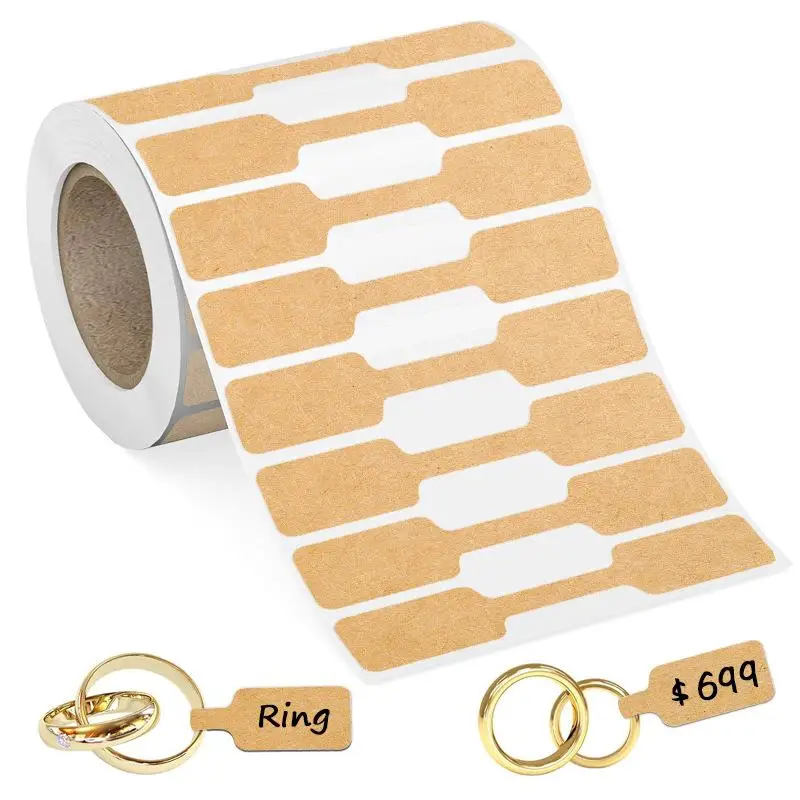 500PCS Roll Self Adhesive Blank Jewelry Price Tag Stickers Kraft Paper White Label Rings Necklaces Earrings Jewelry Accessories