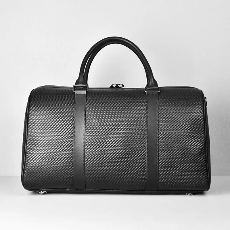 Boston-Sac de voyage en cuir véritable pour hommes et femmes, sacs fourre-tout, grande taille, valise à bagages, promotion, peau de vache, sacs à main en relief, luxe