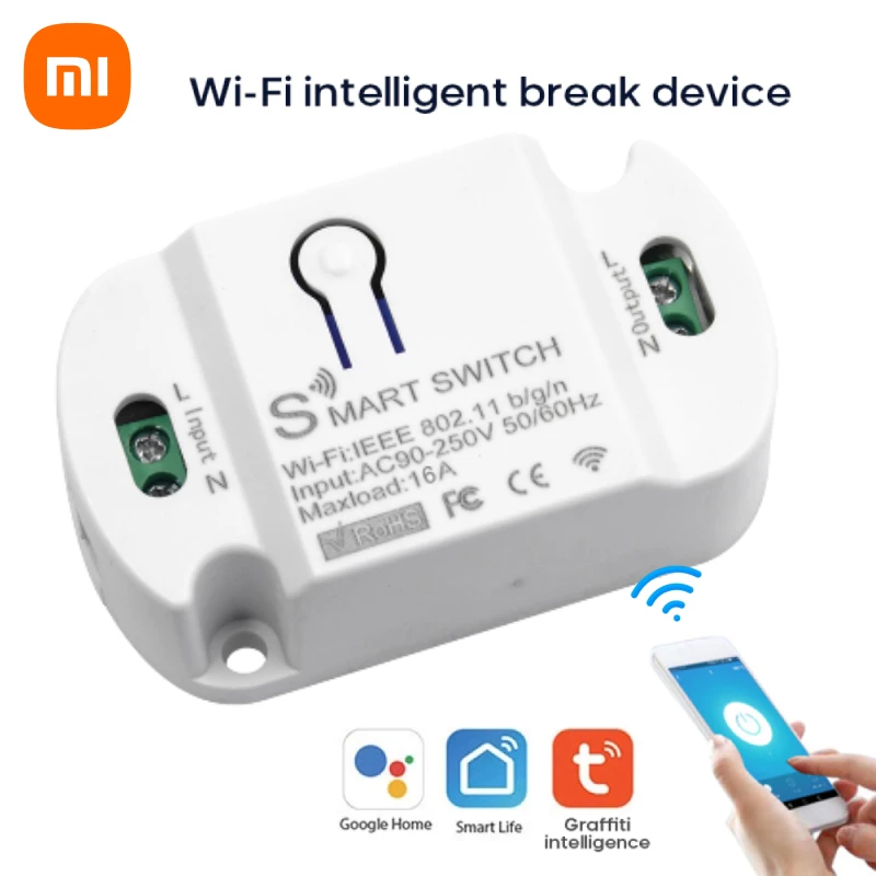 Xiaomi-Mini interruptor con Wifi para el hogar, dispositivo de Control remoto con temporizador, automatización de relé para Smart Life, funciona con Alexa, Google Home, Alice, Tuya, 16A