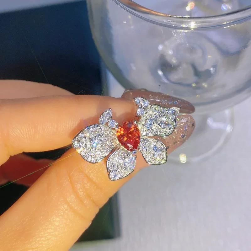 خاتم MDLFES Moiss1n Diamond Style Vintage Green Sparkle Princess الوردي مطلي بالذهب عيار 18 قيراط