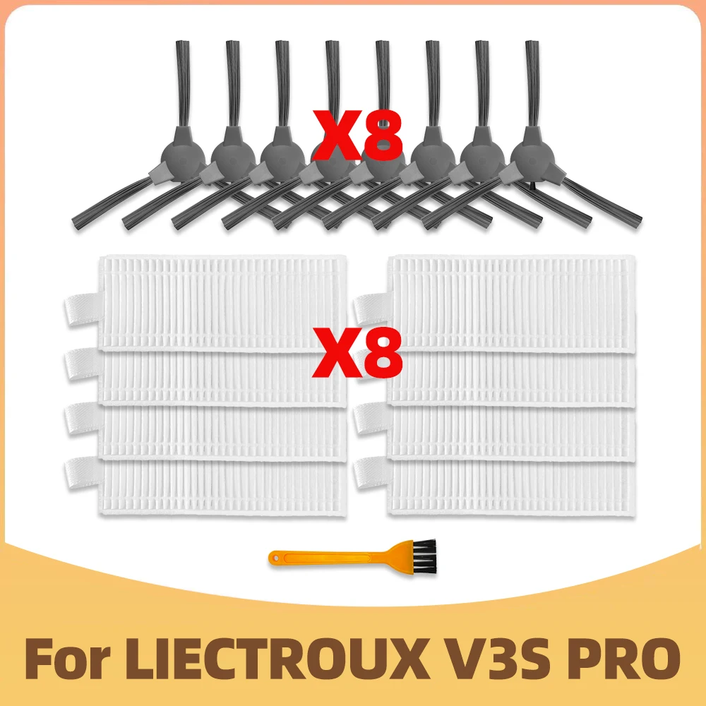 Filter Hepa dan Sikat Samping Kompatibel dengan LIECTROUX V3S PRO, Bagian Pembersih Robot.