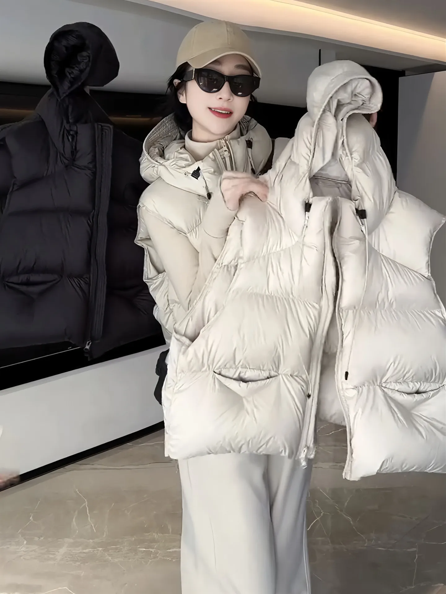 

Модный корейский свободный пуховый жилет женский 2026: Новая осенне-зимняя верхняя одежда, стильная стеганая куртка с капюшоном, теплая, для повседневной носки