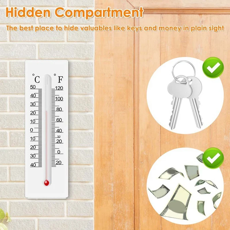 2Pcs Security Thermometer Keys Lock Boxes Wall Mounted Key Secret For Coin Money House Spare Keys Storage Box With Hook