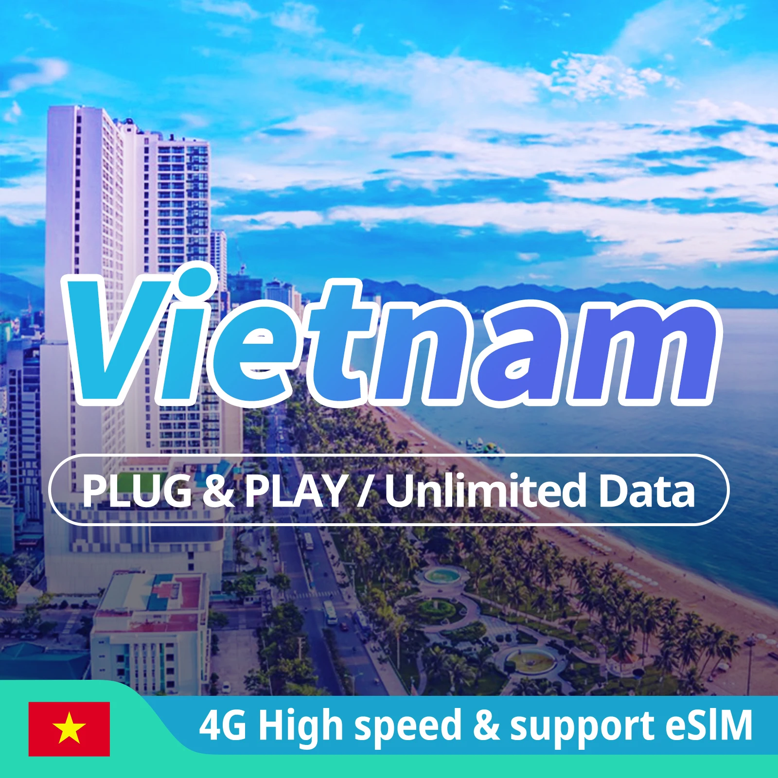 Vietnam Prepaid SlM card 4G Unlimited Data Travel High speed 4G Sim Card Support for eSIM