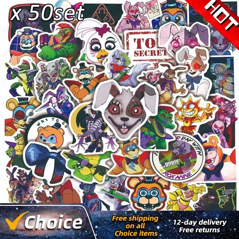 50Set Game Five Nights Freddy FNAF Freddy Fazbear Bear Stickers Car Laptop Luggage Phone Decal Waterproof Sticker Toys Gifts