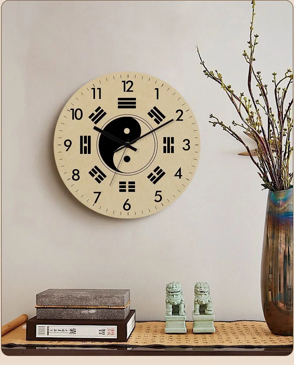 Gossip Mute Quartz Clock Retro Compass Tai Chi Wall Clock Study Sitting Living Room Decorative Clocks Watch