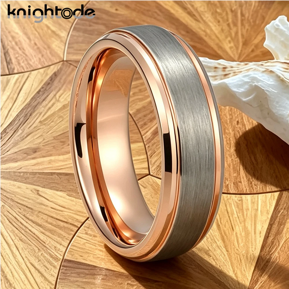 6mm/8mm Tungsten Steel Couple Rings Silver Brushed Engagement Wedding Band for Men And Women Anniversary Jewelry Gift view 3