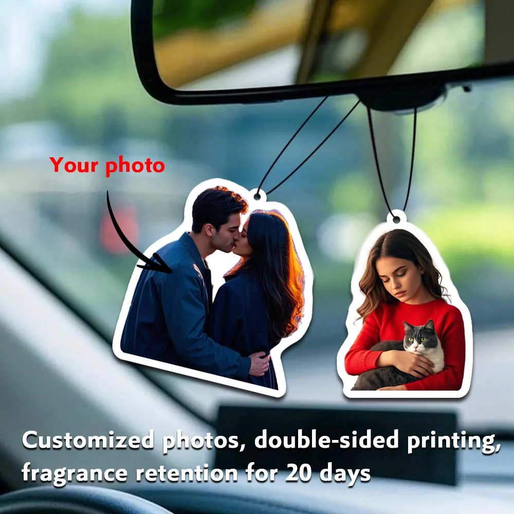

1pc/5pcs/10pcs Custom car air freshener, personalized customization of family, friends and pet photos, car hanging decorations.