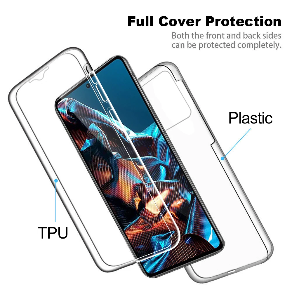 pocco X5Pro Fundas 360 Silicon TPU Front + PC Back Case For Xiaomi Poco X5 x 5 Pro Double Transparent Protection Full Body Cover