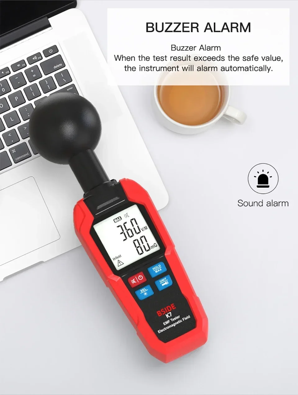 BSIDE K7 Radiation Dosimeter EMF Meter Electromagnetic Wave Radiation Detector Household Signal WiFi 5G Search Auto Measurement