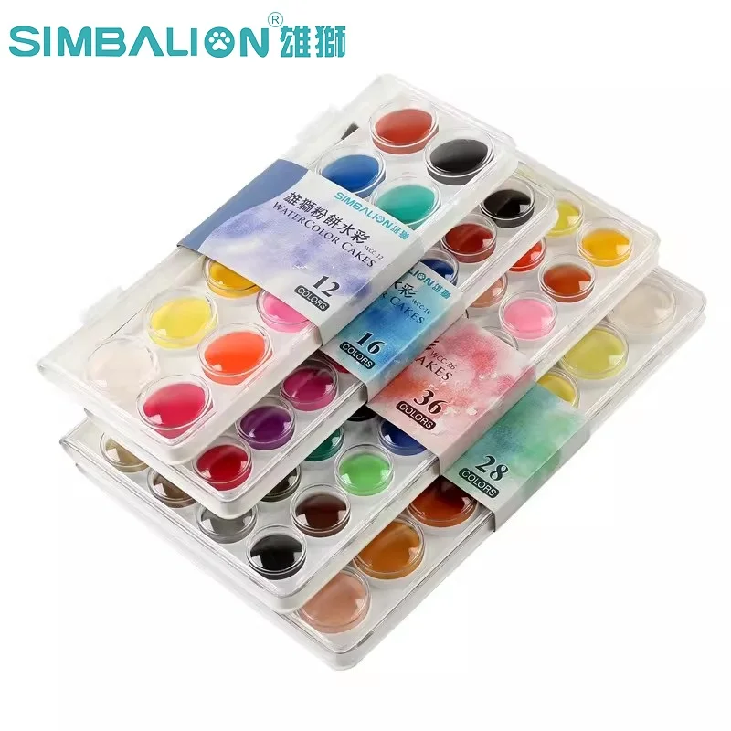 Simbalion WCC 16/36 colors  Solid Watercolor Paint Beginner use Watercolor Cakes