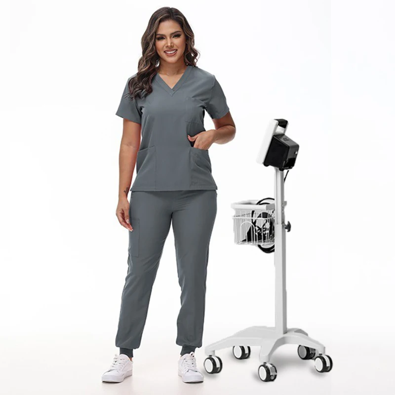 Stretch Essential Scrub Set Nursing Uniform 3-Pocket Top 3-Pocket  Jogger Pant Doctor Surgical Scrub Set Guirurgicos Mujer 42109