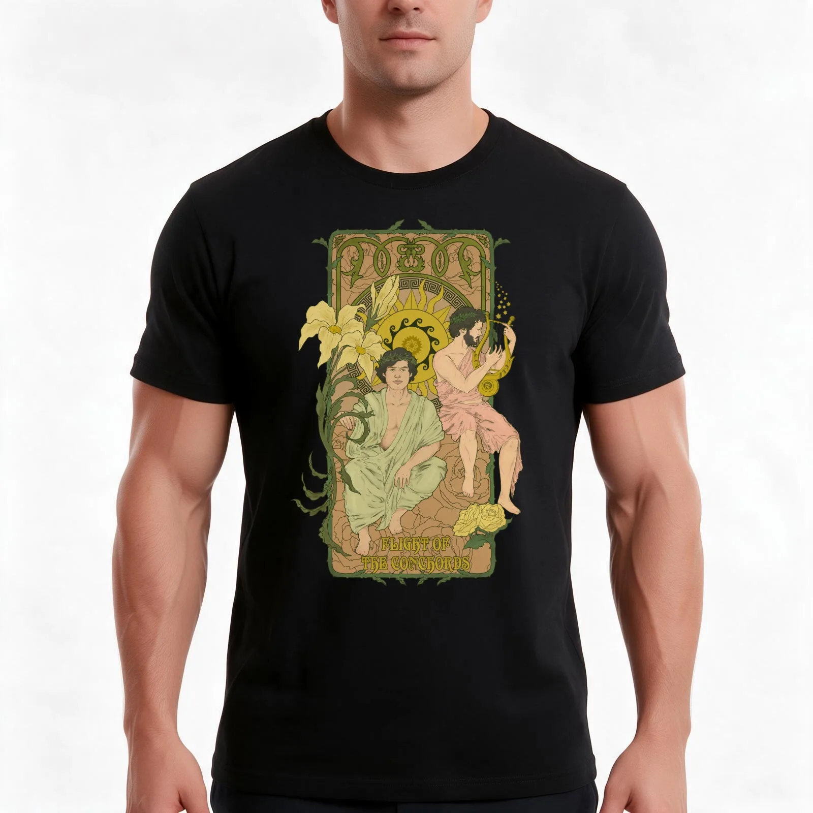 FOTC Mucha T-Shirt, Summer Casual Cotton Tee, Oversized Streetwear Tops, Vintage Graphic Print, Loose Fit Short Sleeve