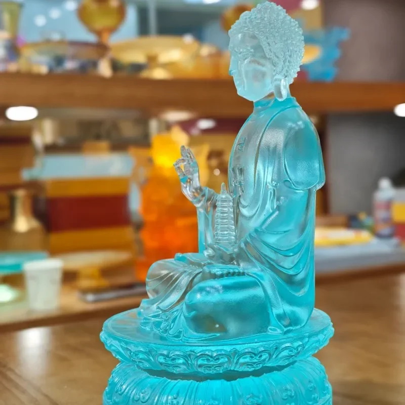 20cm Glazed Ceramic Medicine Buddha Statue Pagoda Style Home Decor Living Room Desktop Ornament Feng Shui Gift for Temple