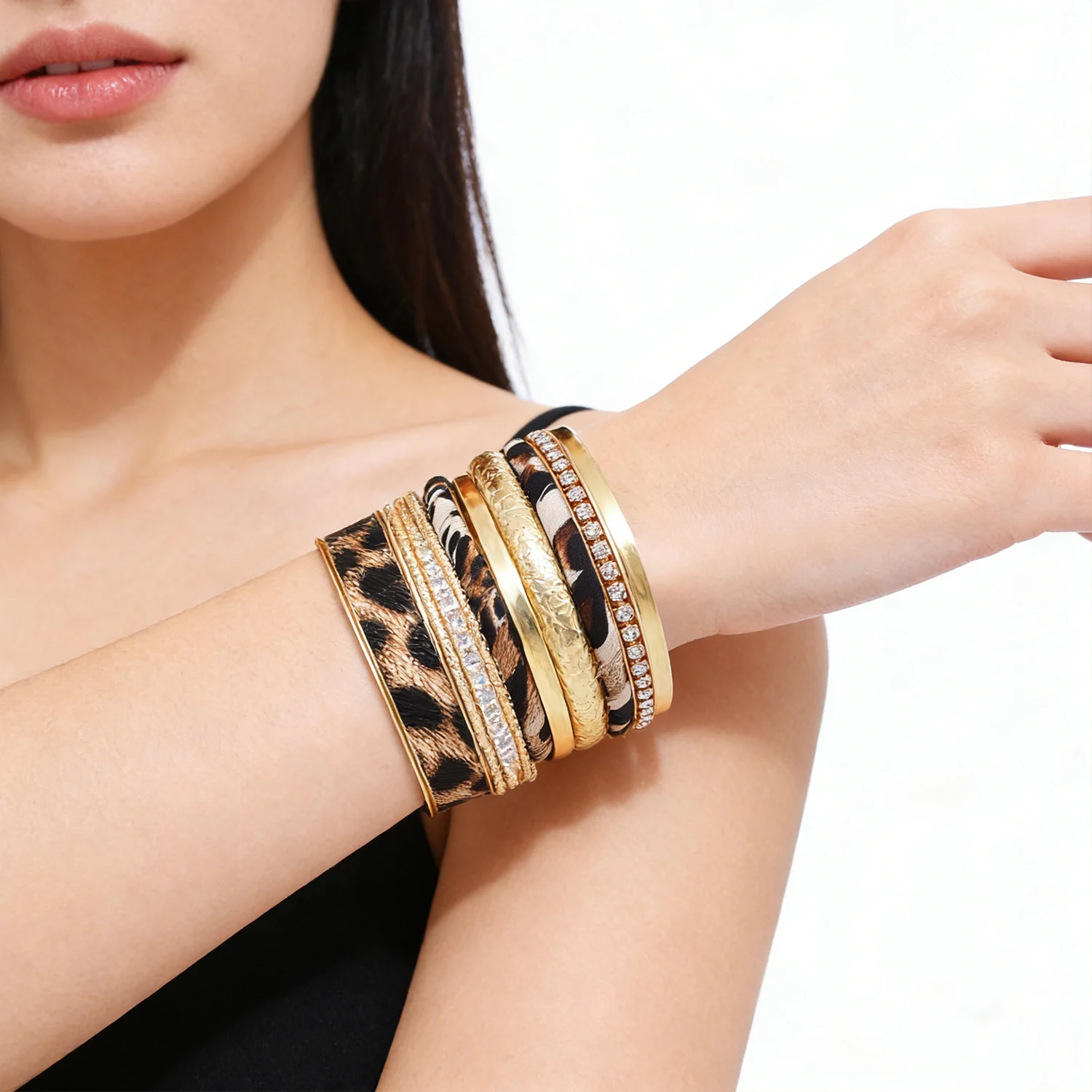 

Elegant Leopard Print Bracelets For Women Trendy Sexy Multi Layer Gift for Fashion Bangle Boho Gold Color Christmas Punk Jewelry