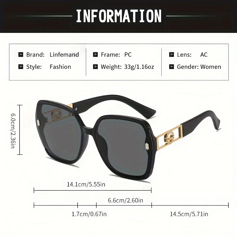 LINFEMAND Modische Brille mit übergroßem Rahmen und Farbverlaufslinse, lässiges Weihnachtsgeschenk für Damen im Party-Stil – Detail 3