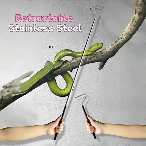 Snake Handling Hook Set - 1PC Extendable Reptile Tool for Zoo Keepers & Pest Control, Durable Steel Design Reptile