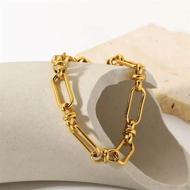 EILIECK Edelstahl Metall Goldfarben Kette Halskette Armband für Damen Neue Mode Wasserdichtes Schmuckset Geschenk Party – Detail 18