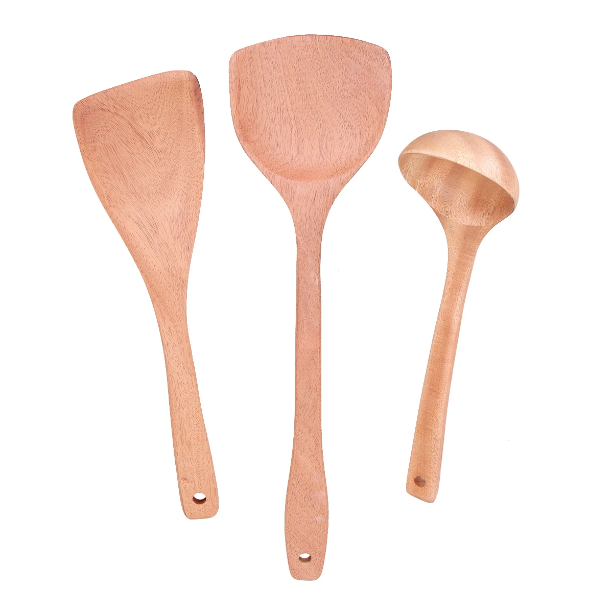 

3pcs Wooden Spatula Set Handle Kitchen Utensils Cooking Tool Shovel High Temp Resistant Storage Hole Practical Easy