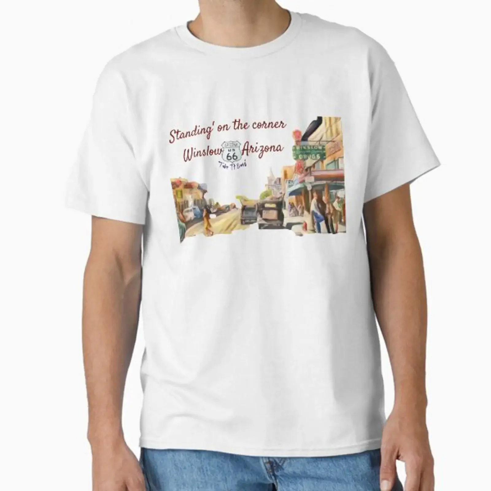 standing on the corner winslow arizona vintage t shirt sticker Classic vintage Washed homme Soft Slightly Stylish Breathable