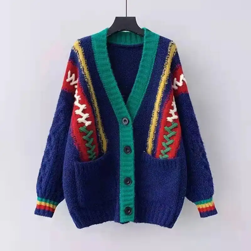 Knitted Ugly Christmas Sweater Knit Sweaters For Men Cardigan Couple Vintage Sweater Men\'s Clothing  Cardigans Coat Jacket