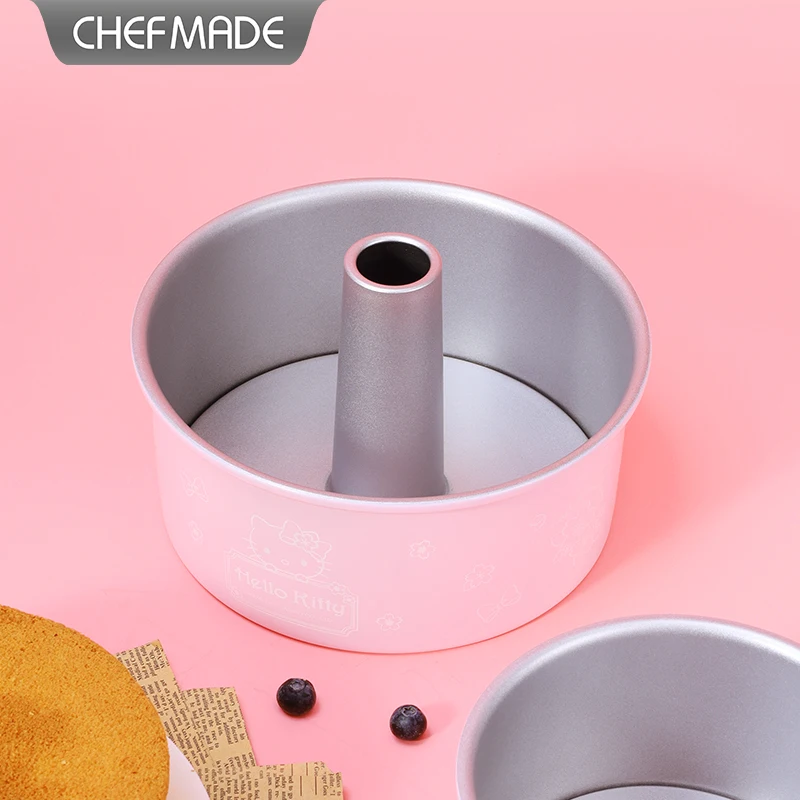 CHEFMADE 8 Inch Round  HelloKitty Cake Tin with 2 Removable Bases (Flat & Tube), Leak-Proof Deep Baking Pan