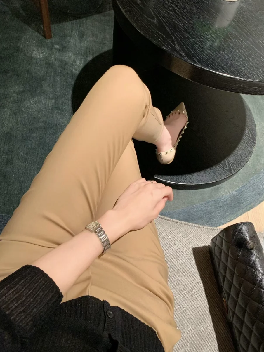 Slim Fit Korean Style Summer New Straight Leg Pants Cover up Meat Long Leg Effect Nine Points Casual Trousers for Women