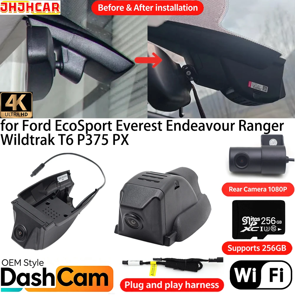 for Ford EcoSport Everest Endeavour Ranger Wildtrak T6 P375 PX Wifi OEM DVR 4K Dash Cam Front Rear Camera Vision Video Recorder