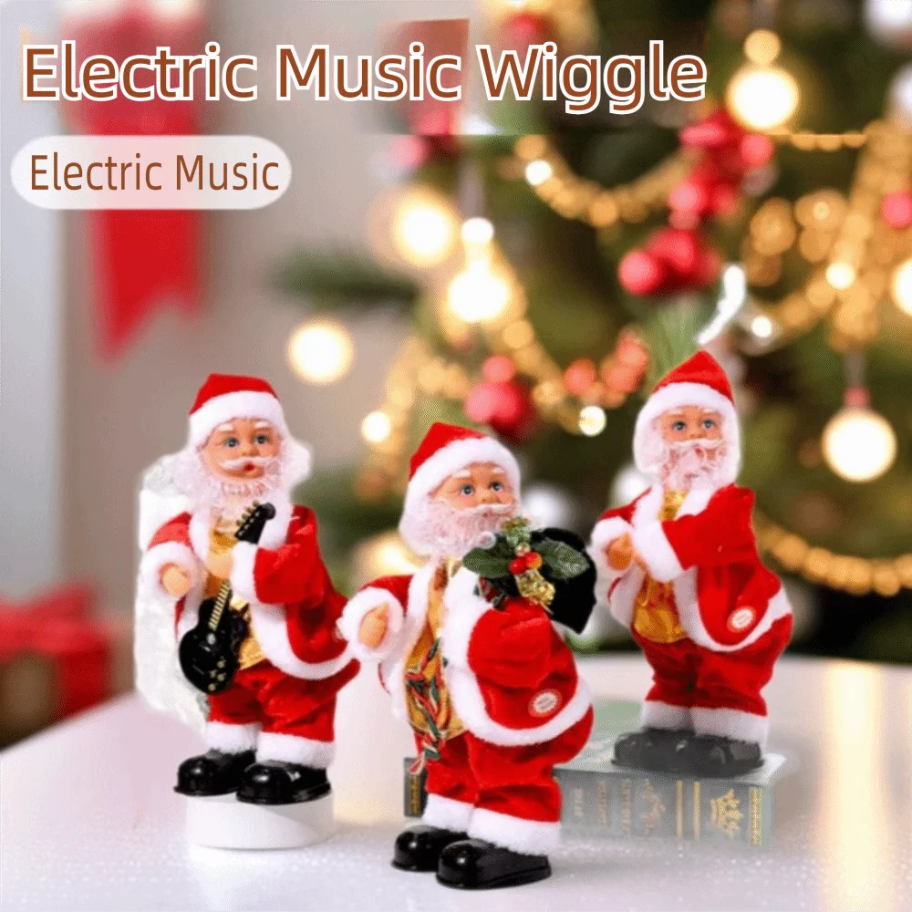 Funny Standing Santa Claus Decorations Electric with Music Santa Claus Twerking Figurine Doll Xmas Tree Ornament Gifts