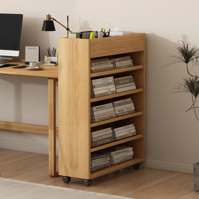 

Bookshelf integrated wall removable shelf solid wood desk next to cabinet office table High Quality