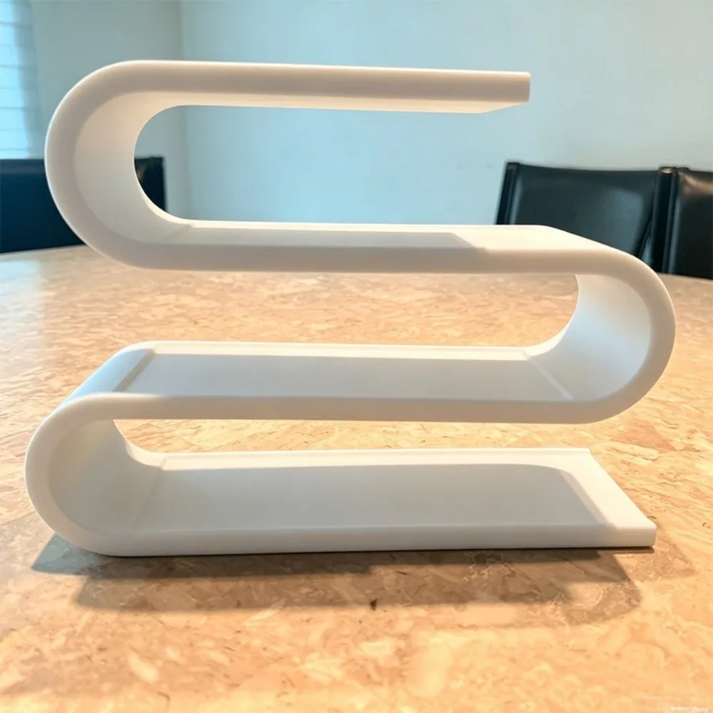3D Printed Remote Control Holder Curved Design Multi-slot Utility Rack Sleek Multi-layer S Shape Desk Storage Rack Living Room