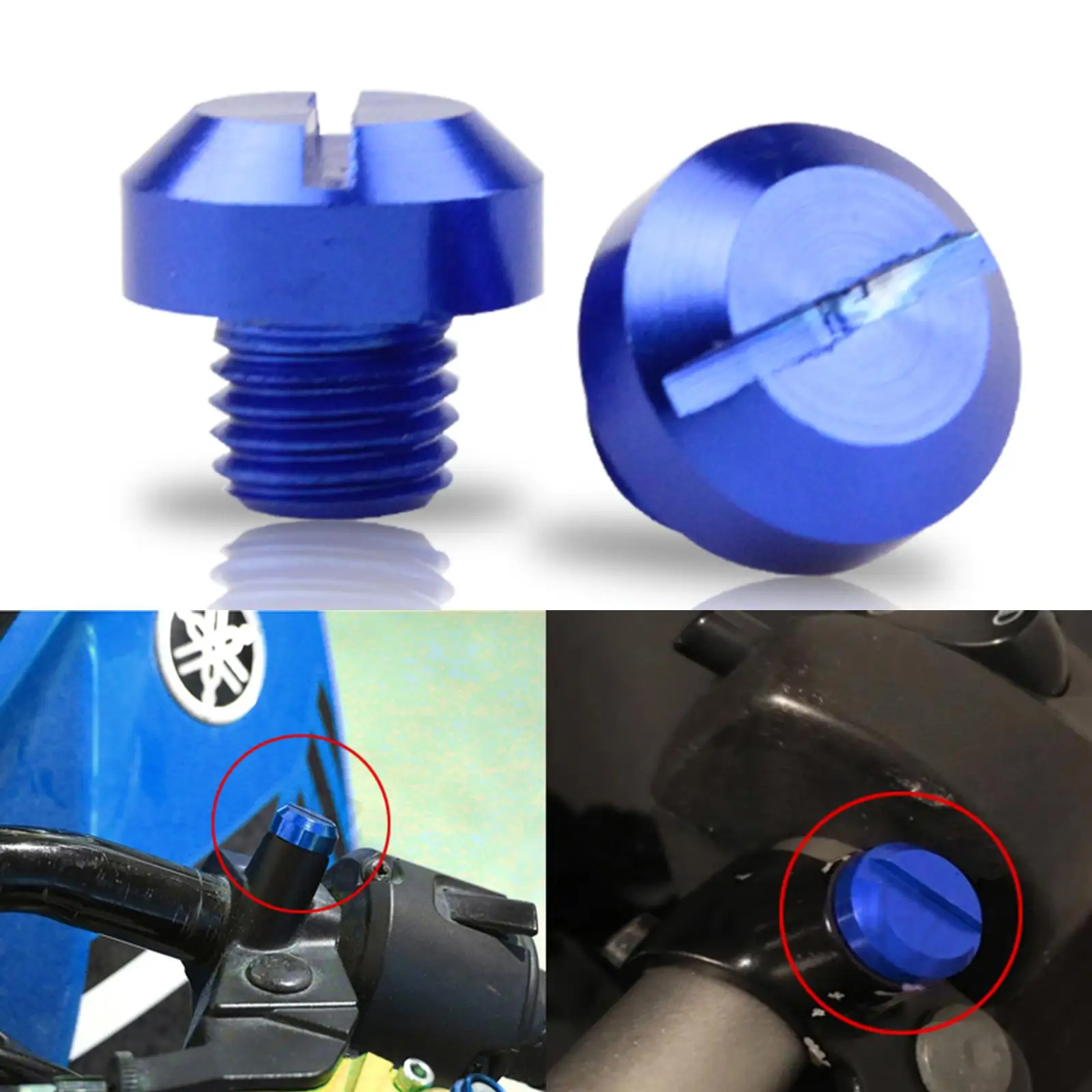 2-4pack 2 Pcs M10x1.25 Rearview Mirrors Thread Hole Plug Screw Bolts Blue