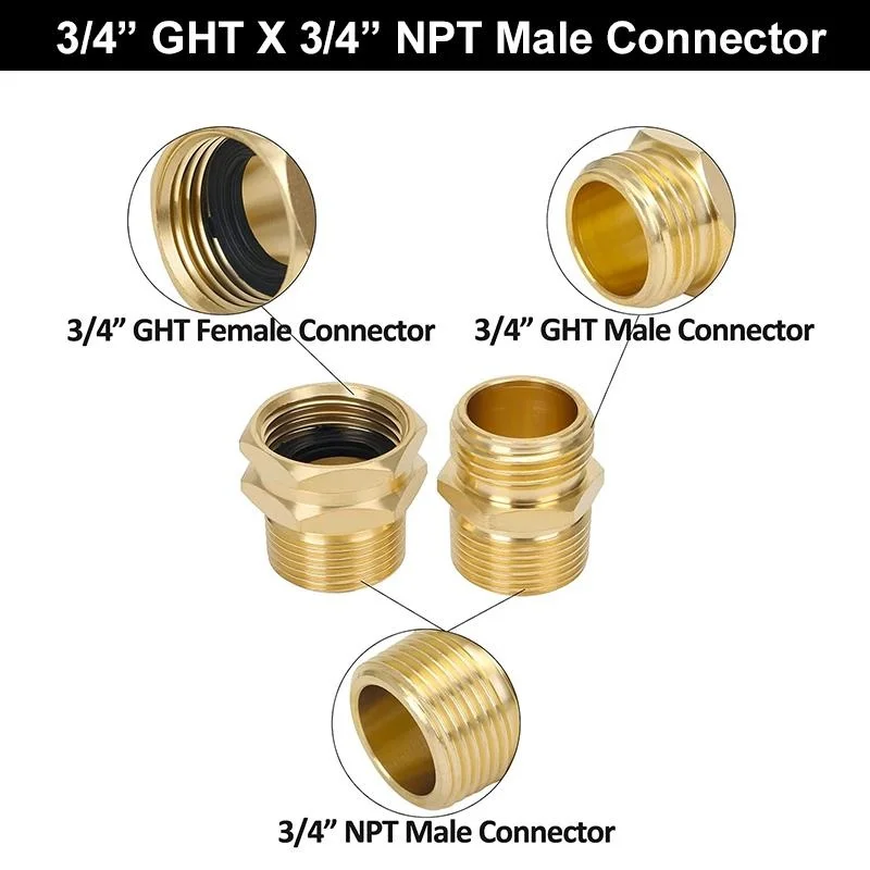 4Pcs Brass Garden Hose Fittings 3/4\