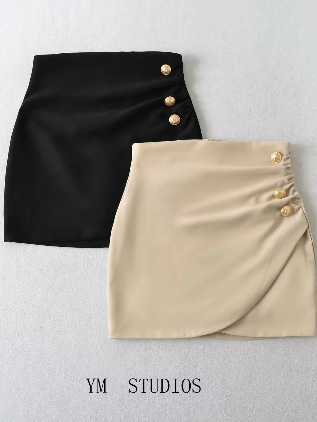 

Женская облегающая юбка Busin с высокой талией, металлическими пуговицами и защитой от просвечивания, элегантная, для офиса и повседневной носки