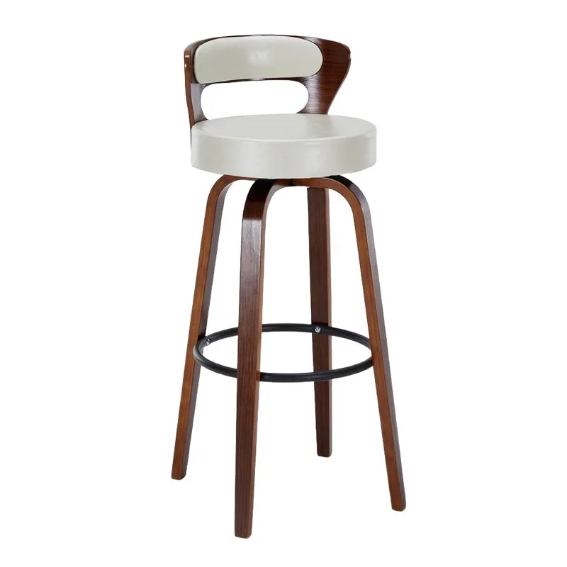Nordic solid wood bar chair rotating high stool chair backrest cafe bar checkout page home island