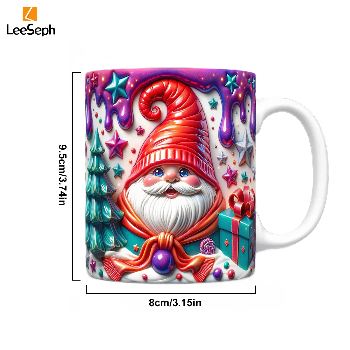 3D Christmas Coffee Mug, Cute Personalized Design Gnome Ceramic Coffee Tea Cup with Handle, for Thanksgiving, Anniversaries