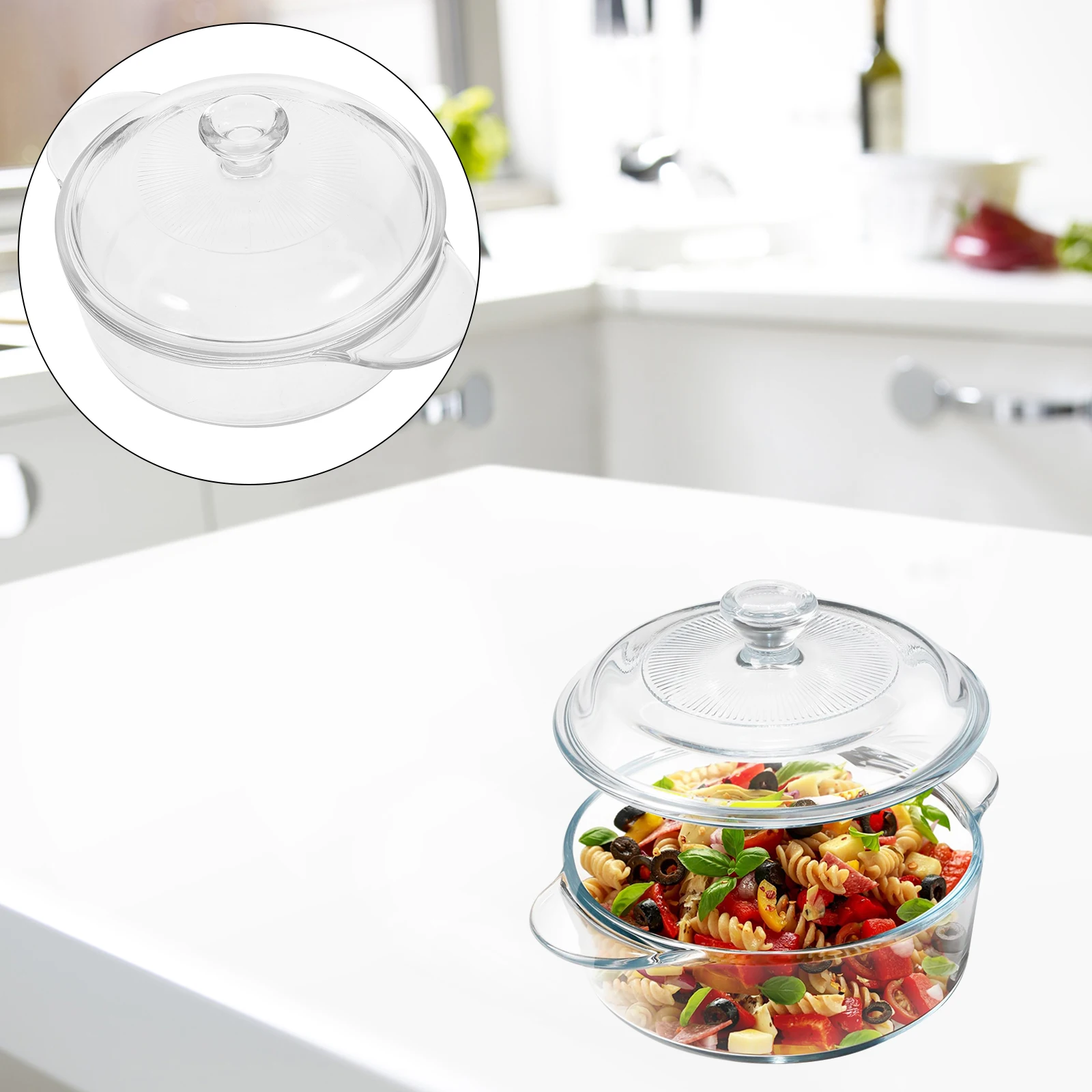 

Multi Functional Glass Serving Bowl Large Heat Proof Salad Bowl with Lid Easy Grip Handles Ideal for Family Dining Gatherings