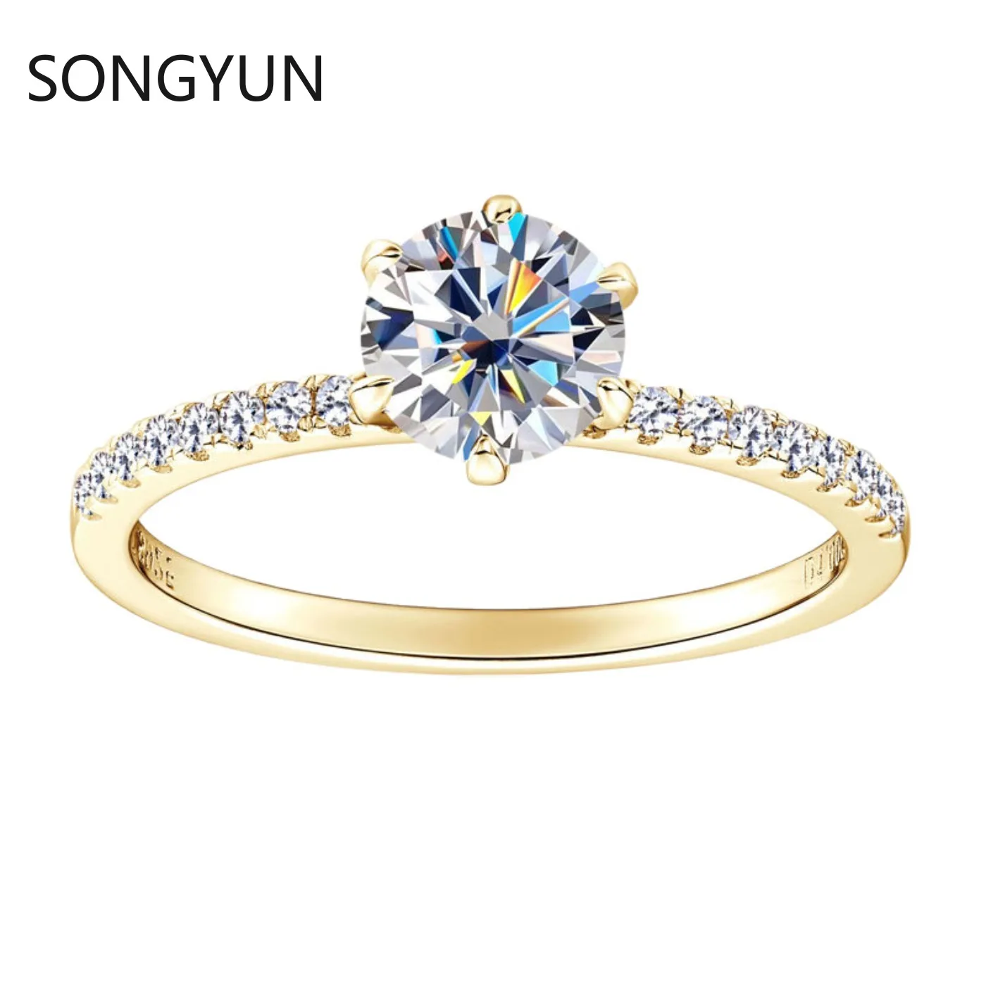 

SongYun Luxury Jewelry 925 Sterling Silver Ring Band D Color Real Moissanite Diamond Rings For Women Wedding Party Fine Jewelry
