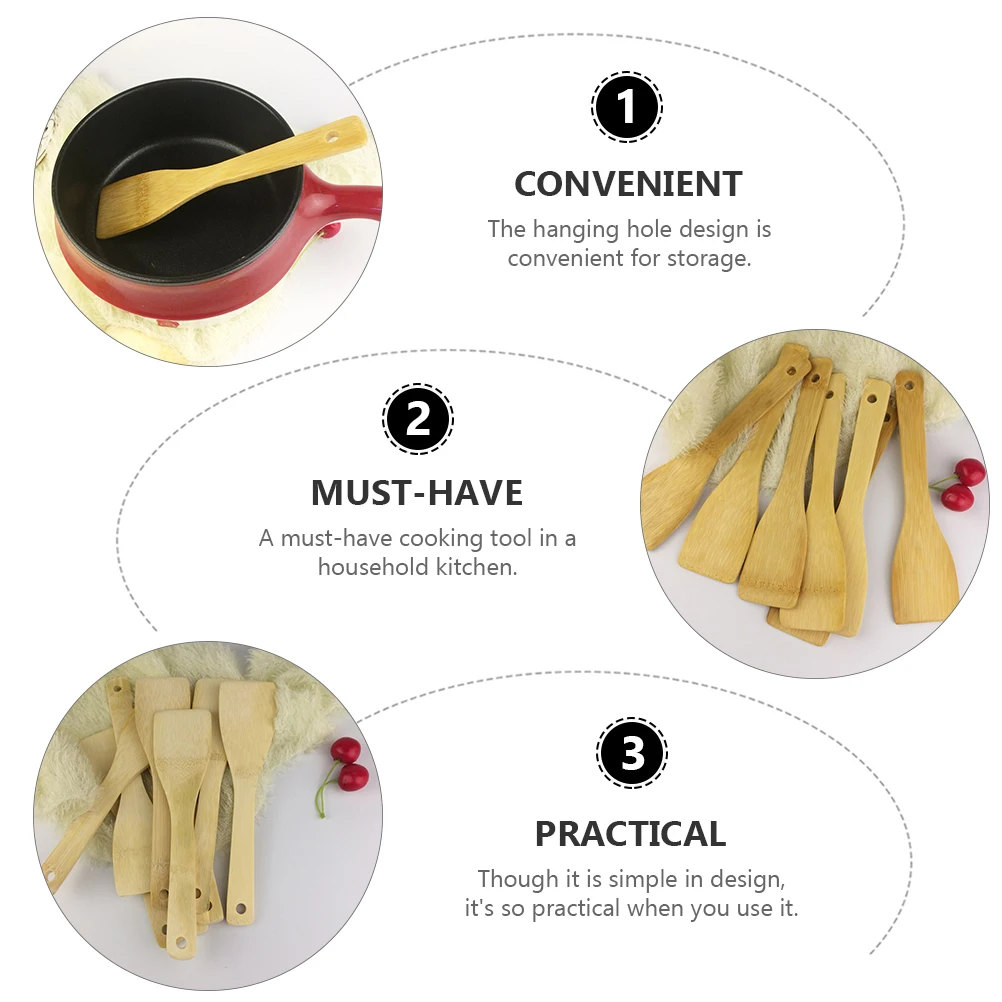 

10 Pcs Shovel Bamboo Shovel Utensils Cooking Mixing Spatula Scraper Cooking Spatula Utensils Household Tools
