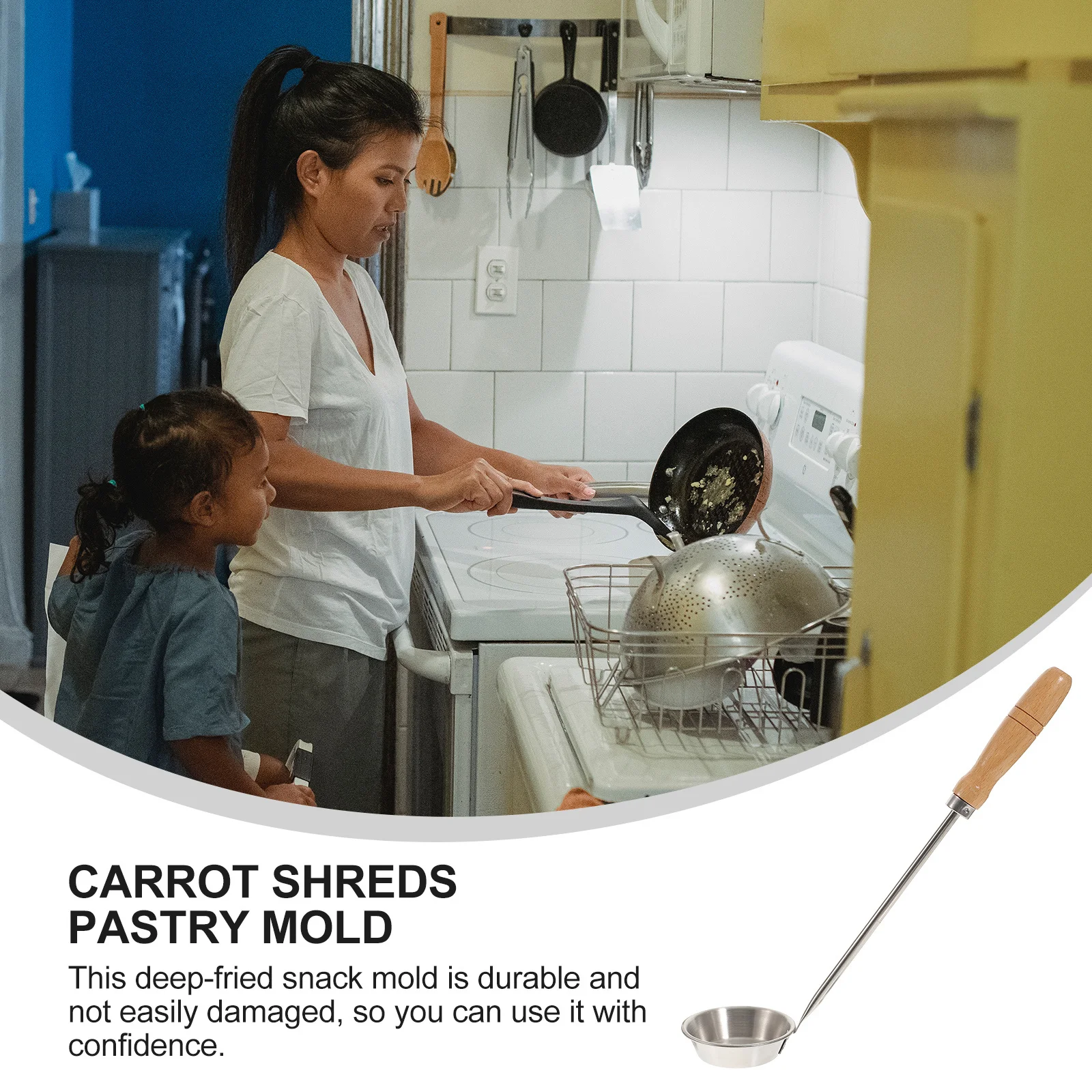 

1pc Stainless Steel Oil Dumpling Mold Deep Fried Snack Maker Rust-Proof Non-Deform Handle Frying Mold Kitchen Utensil Household