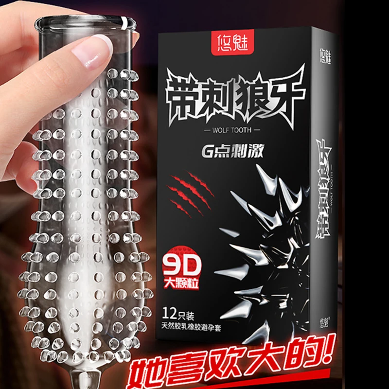 12pcs G Spot Condom for women 9D Big Dots Stimulation Spike Condoms long lasting Large Dotted Latex penis sleeve for adults 18+