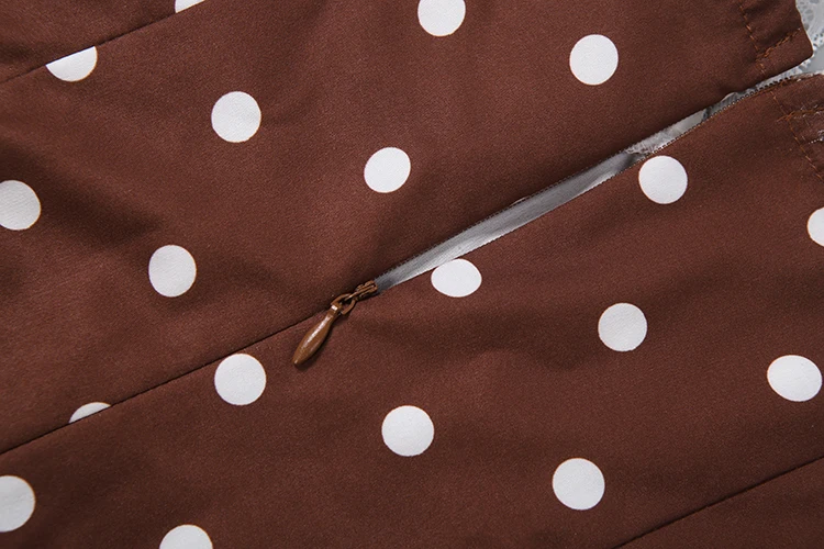Weird Puss Maxikleid mit Polka-Dot-Print für Damen, Patchwork-Spitze, hoher Schlitz, V-Ausschnitt, ärmellos, Street-Fashion, Party, klassisches Vestido – Detail 8