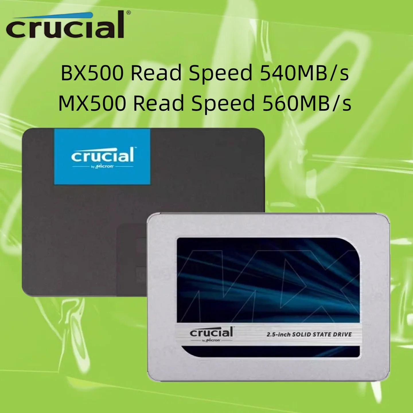 Unidad de estado sólido interna Crucial SSD MX500 BX500 de 240 GB, 500 GB, 1 TB, 2 TB, 3D NAND SATA de 2,5 pulgadas de alta velocidad para computadora portátil y de escritorio