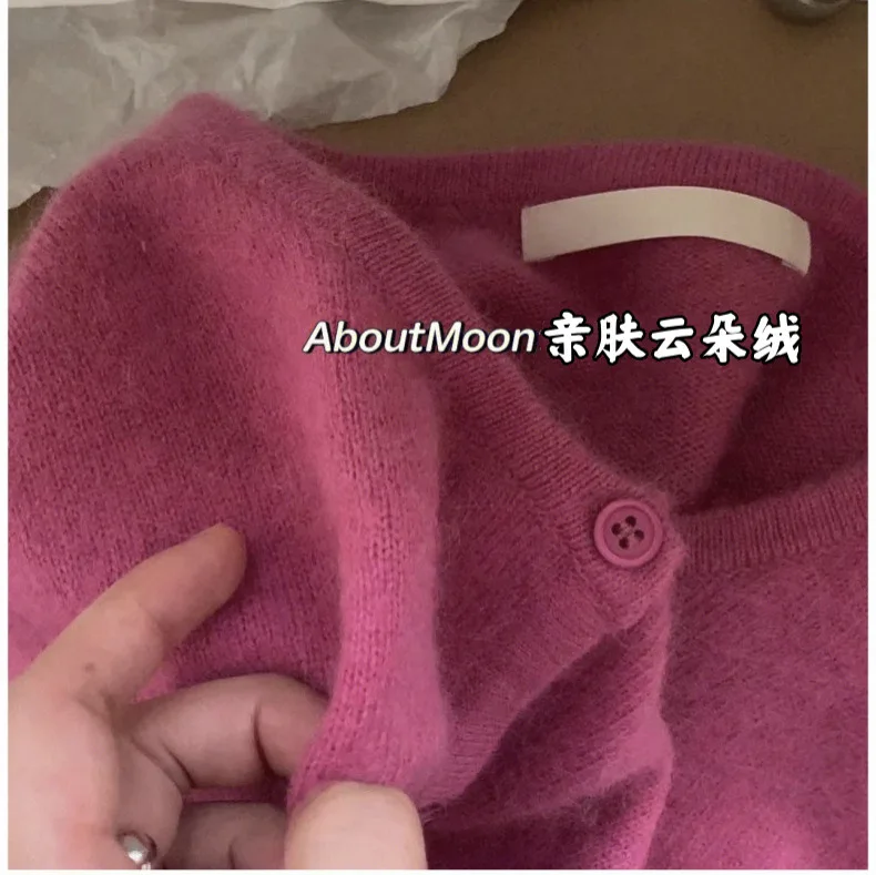 

Вязаный кардиган из тонкой шерсти, женский короткий свитер с круглым вырезом, осенне-зимний новый стиль