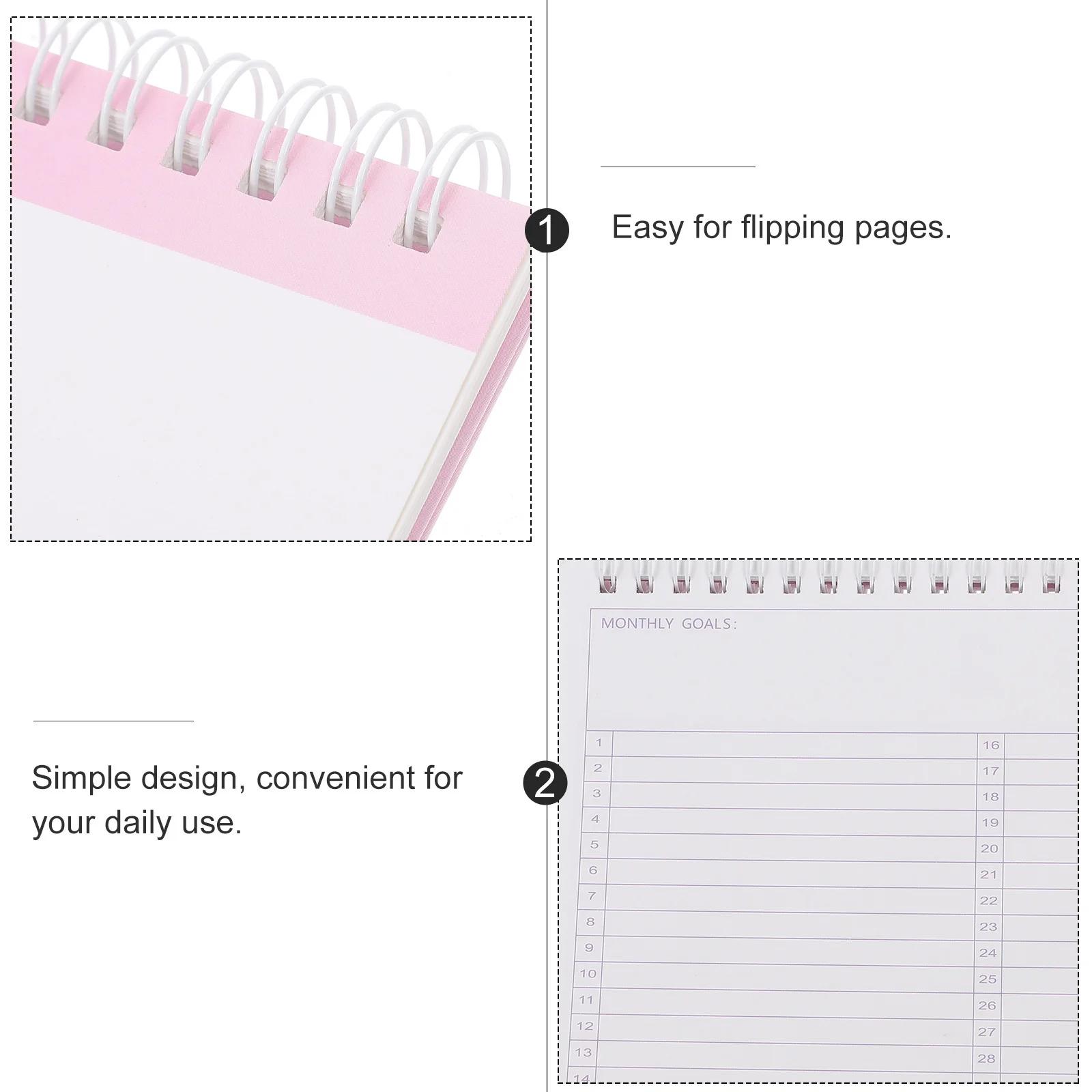 2025 Desk Calendar Small Aesthetic Flip Planner Firm Paper Binding Easy Page Turning Functional Monthly Calendar for Home Office