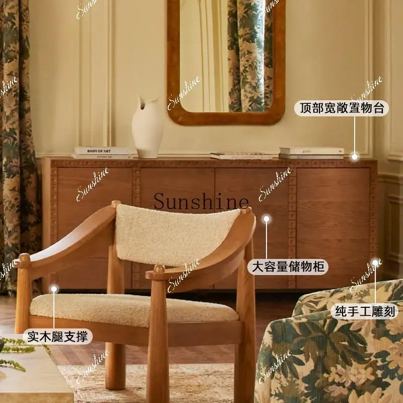 

French retro solid wood dining side living room storage bedroom drawer chest FT