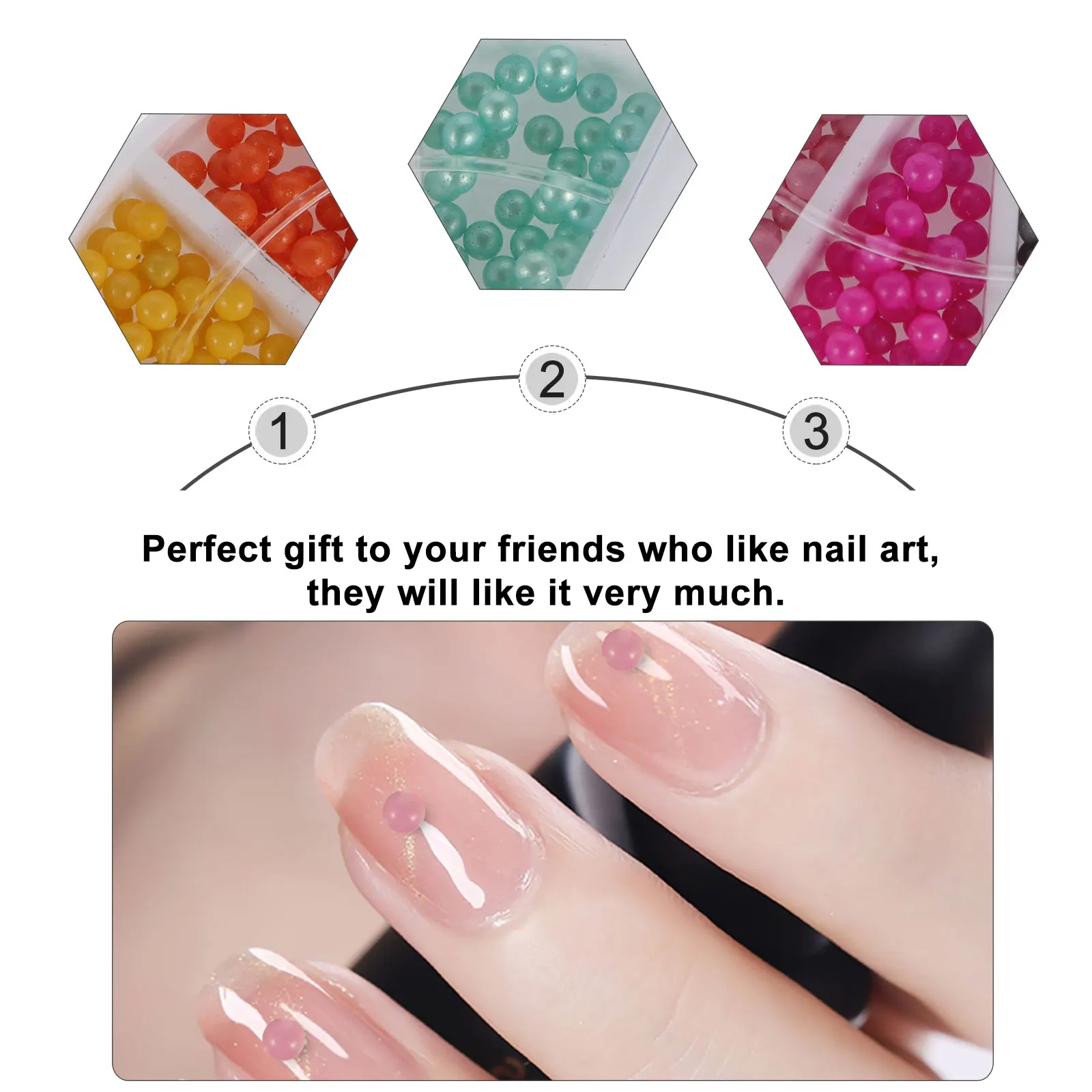 

2pcs Nail Caviar Beads Premium Diy Nail Art Decoration Creative Bead Design For Natural Artificial Nails Women Gift Face Body