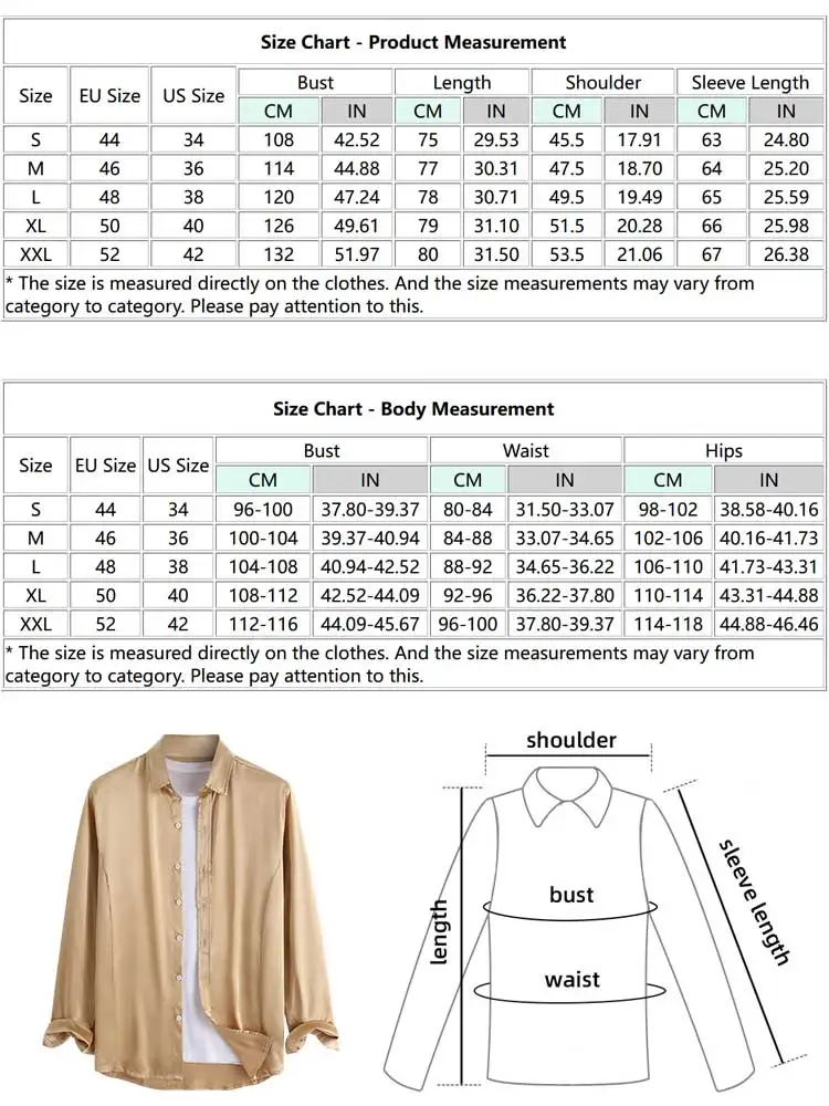 ZAFUL Satin Shirts for Men Silky Long Sleeves Turn-down Collar Shirt Fall Spring Solid Streetwear Essential Tops Z5089679